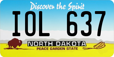 ND license plate IOL637