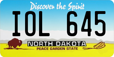ND license plate IOL645