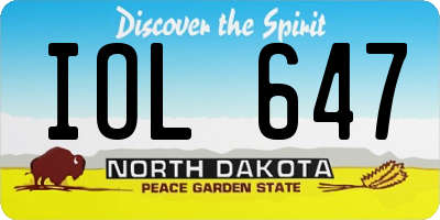 ND license plate IOL647