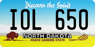 ND license plate IOL650