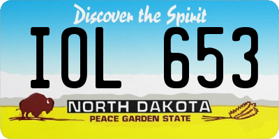 ND license plate IOL653