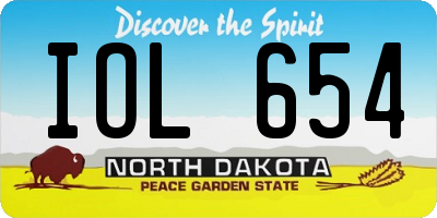 ND license plate IOL654