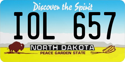 ND license plate IOL657