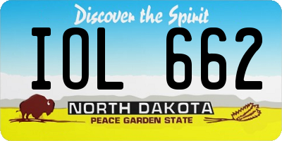 ND license plate IOL662