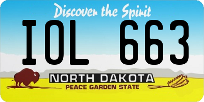 ND license plate IOL663