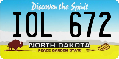 ND license plate IOL672