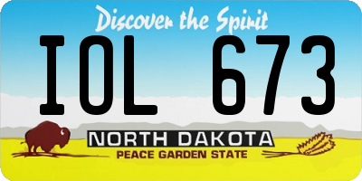 ND license plate IOL673
