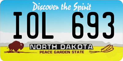 ND license plate IOL693