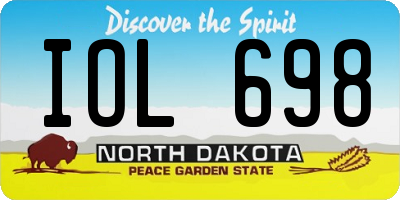 ND license plate IOL698