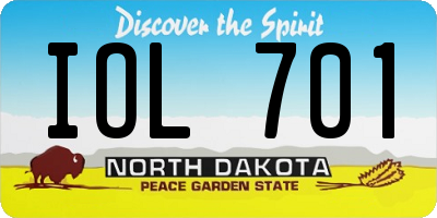 ND license plate IOL701