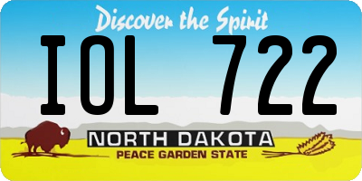 ND license plate IOL722