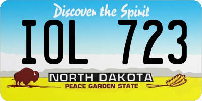 ND license plate IOL723