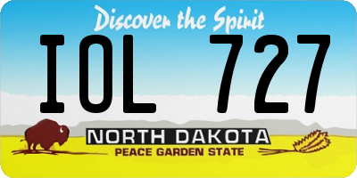 ND license plate IOL727