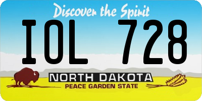 ND license plate IOL728