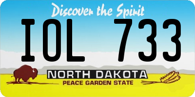 ND license plate IOL733
