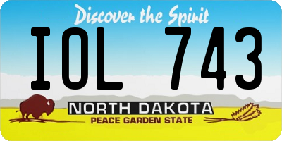 ND license plate IOL743