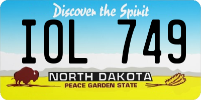 ND license plate IOL749