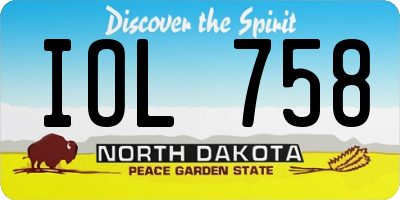 ND license plate IOL758