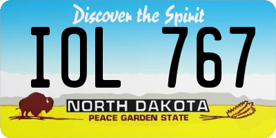 ND license plate IOL767