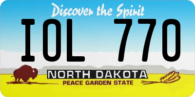 ND license plate IOL770