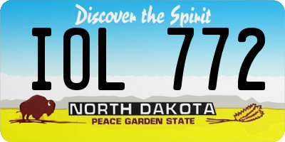 ND license plate IOL772