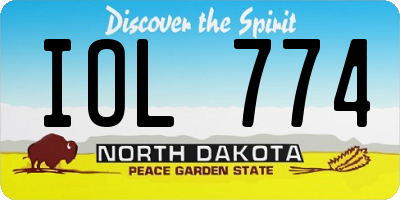 ND license plate IOL774