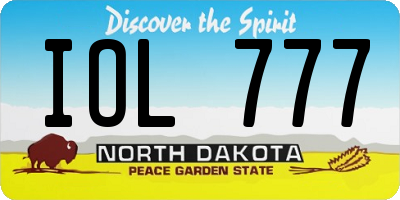ND license plate IOL777