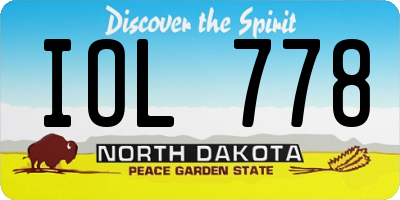 ND license plate IOL778