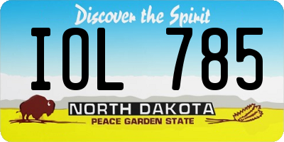 ND license plate IOL785
