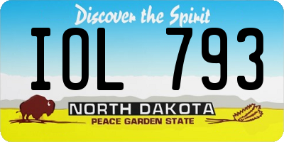 ND license plate IOL793