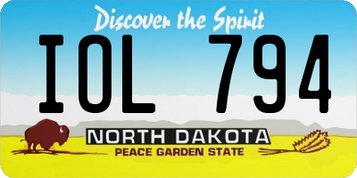 ND license plate IOL794