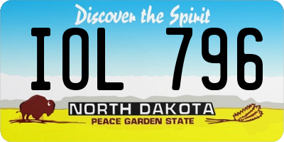 ND license plate IOL796