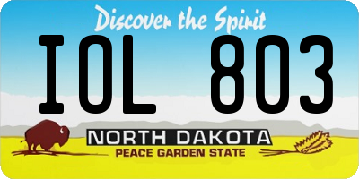 ND license plate IOL803