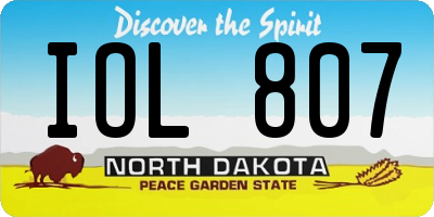 ND license plate IOL807