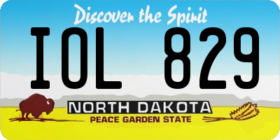 ND license plate IOL829