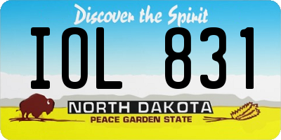 ND license plate IOL831