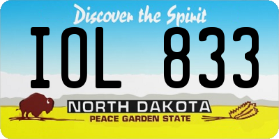 ND license plate IOL833