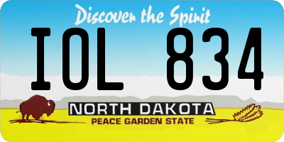 ND license plate IOL834