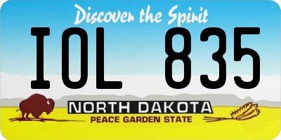 ND license plate IOL835