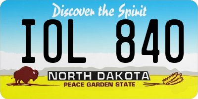 ND license plate IOL840