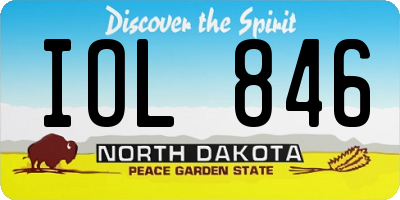 ND license plate IOL846
