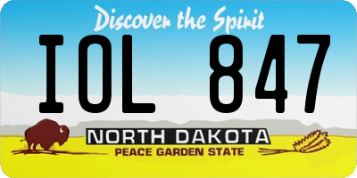 ND license plate IOL847