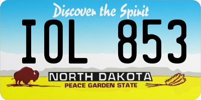 ND license plate IOL853