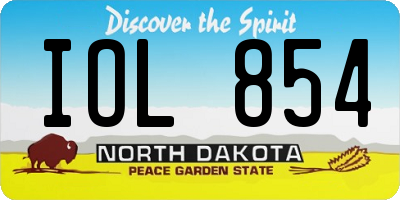 ND license plate IOL854