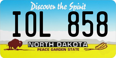 ND license plate IOL858