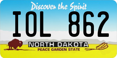 ND license plate IOL862