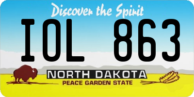 ND license plate IOL863