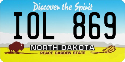 ND license plate IOL869