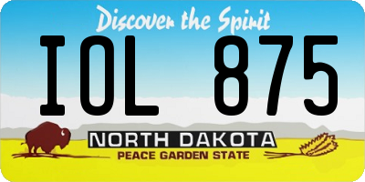 ND license plate IOL875