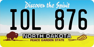 ND license plate IOL876